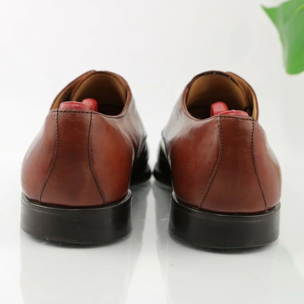 VTG Stanley Blacker Mens Oxford  Size 11.5 Red Leather Italy Handmade Dress Shoe - Picture 6 of 12